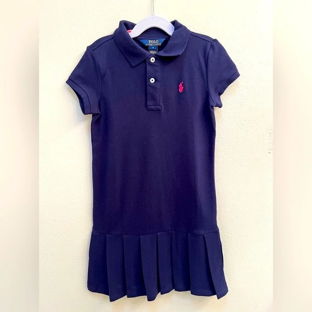 Polo Ralph Lauren Pleated Cotton Polo Navy Dress size 5&6